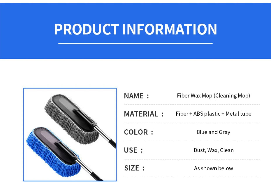SEAMETAL Car Washing Mop Scalable Handle Dust Remover Wax Brush Microfiber Car Cleaning Kit Soft Hair Duster Brushes Wash Tool