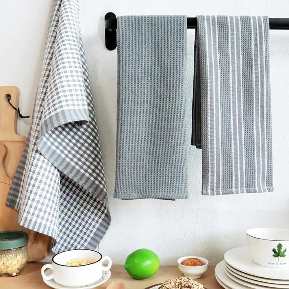 100% Cotton Waffle Weave Kitchen Dish Cloths, Ultra Soft Absorbent Quick Drying Dish Towels, Household Tableware Towels, 3-Pack