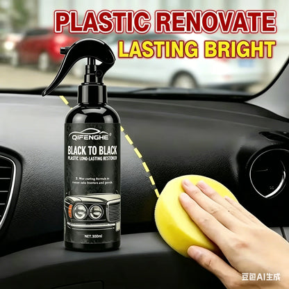 Plastic Parts Black Restorer BLACK TO BLACK Long-Lasting Wax Coating Car Interior Dashboard &  Refurbish Cleaner