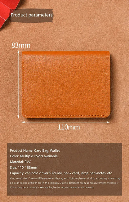 2025 Women's New Simplified Folding Button Small Wallet Soft Leather for Driver's License Male Student Card Bag