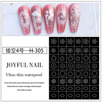 Hollow Nail Art Stickers Spray Painted Design Love Butterfly French Pattern Nail Accessories Decorative Decals