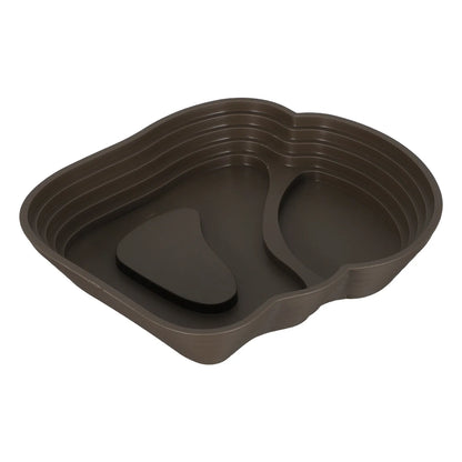 Reptile Bathing Pool Turtle Feeding Dish 9.45in Dark Brown Plastic Splashproof Reptile Water Tray Feeder Bowl for Bearded Dragon