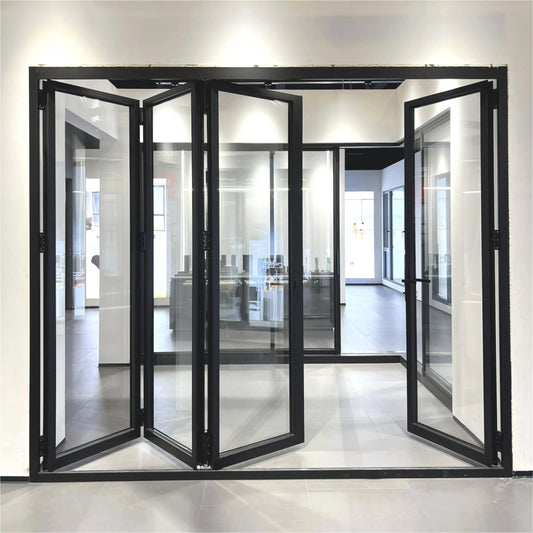 Accordion Type Folding Door Outdoor Multi Locking Folding Patio Doors Exterior Vertical Bi Folding Aluminum Doors