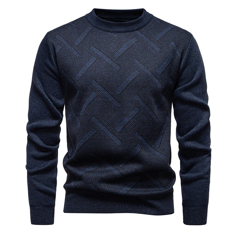 New Sweater Men Casual Knitted Pullover Solid Color Warm Regular Fit Round Neck Sweater Pullovers Mens Sweatwear
