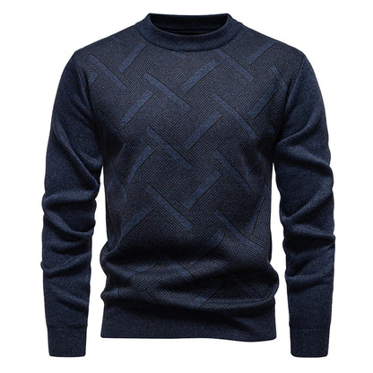 New Sweater Men Casual Knitted Pullover Solid Color Warm Regular Fit Round Neck Sweater Pullovers Mens Sweatwear