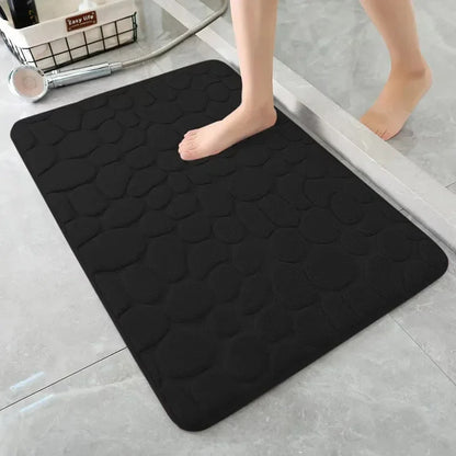 Non Slip Coral Velvet Floor Mat Embossed Stone Memory Foam Thick Absorbent Bathroom Household Indoor Rug Decor