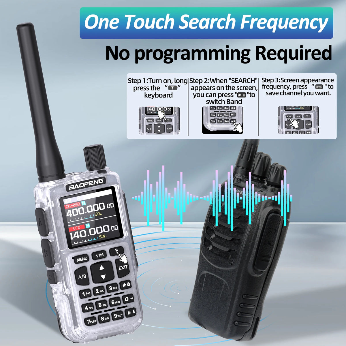 BAOFENG UV-5R Mini Walkie Talkie Multi Band Bluetooth Programming Wireless Copy Frequency 999CH AM FM Long Range Two Way Radio