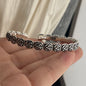 100% Solid 925 Sterling Silver Retro Bracelet for Women Men Vintage Handmade Flower Patern Bracelet Birthday Gift