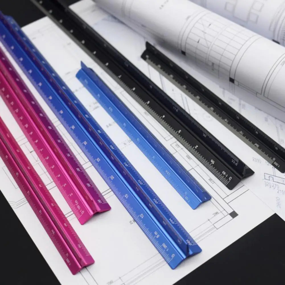 Aluminum Alloy Engineering Scale Ruler High Precision Triangular Architectural Drafting Tool Scale Bar Drafting Supplies