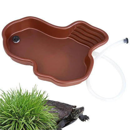 Turtle Feeding Dish Reptile Bathing Pool With Ramp And Basking terrace Aquarium Ornament For Turtle Bearded Dragon Gecko Yard