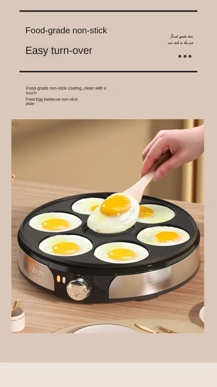 220V Professional Crepe Maker with 7 Holes Egg Burgers Crepes and Omelettes Baking Pan Perfect for Breakfast