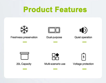 20L Portable Refrigerator Car Home Dual Use Mini Cooler Warmer Fridge for Outdoor Travel Camping Picnic Vehicle Truck Office