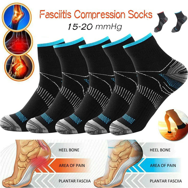 1Pairs Plantar Fasciitis Socks with Arch Support for Men & Women - Best Ankle Compression Socks for Foot and Heel Pain Relief -