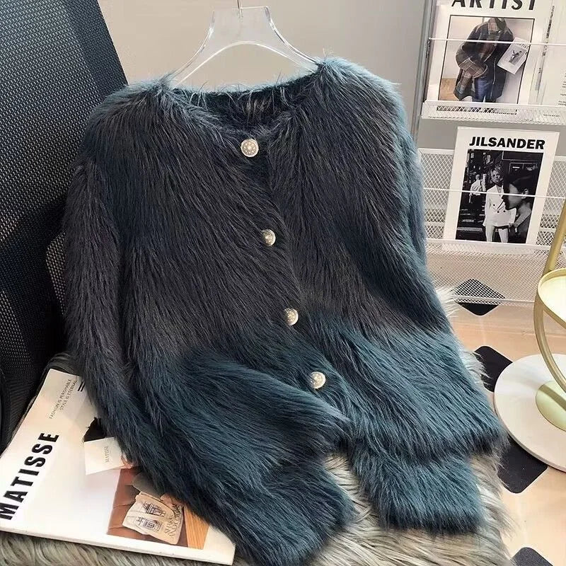 Imitation Mink Cashmere Knitted Cardigan Sweater Coat Women Autumn And Winter 2023 Popular European Soft Cardigan Sweater Female
