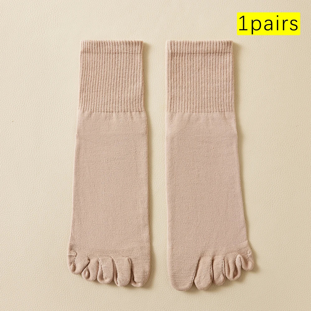 Hot Sale Men's Cotton Toe Socks Moisture-Wicking Odor Control Seamless Toe Design Long Crew Socks for Sports Daily Wear