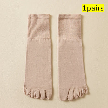 Hot Sale Men's Cotton Toe Socks Moisture-Wicking Odor Control Seamless Toe Design Long Crew Socks for Sports Daily Wear