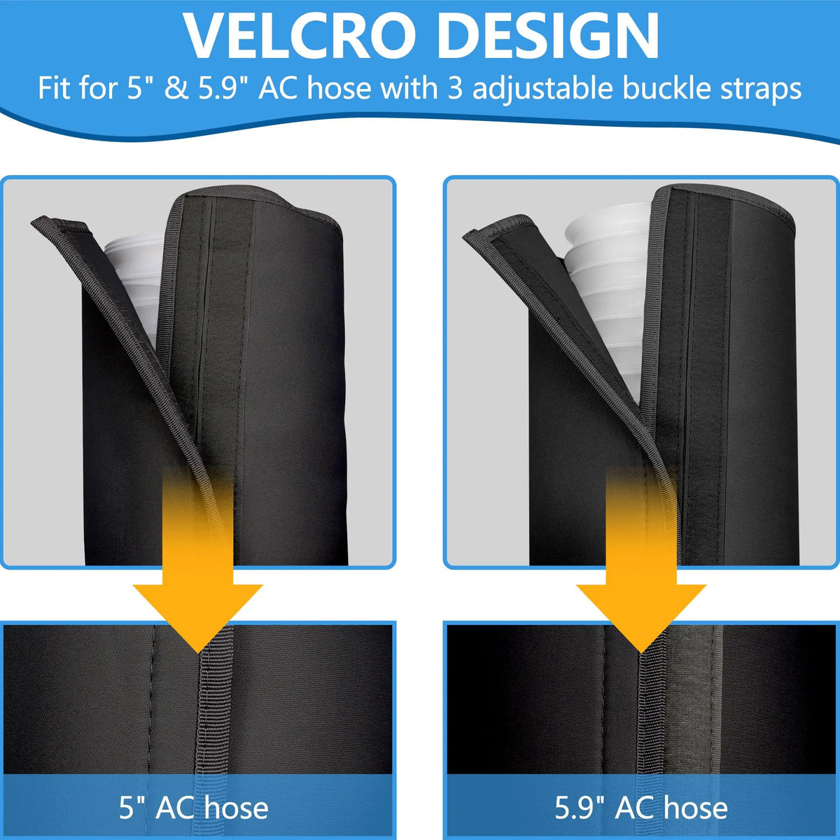 Portable AC Hose Insulation Sleeve Air Conditioner Hose Cover Wrap Fits for 5" & 5.9" Dia Exhaust Hose with 3 Adjustable Straps