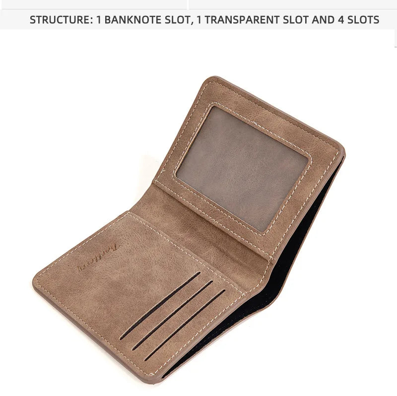 New Men's Short Wallet Cardholder Combo Anti-Theft Minimalist PU Leather