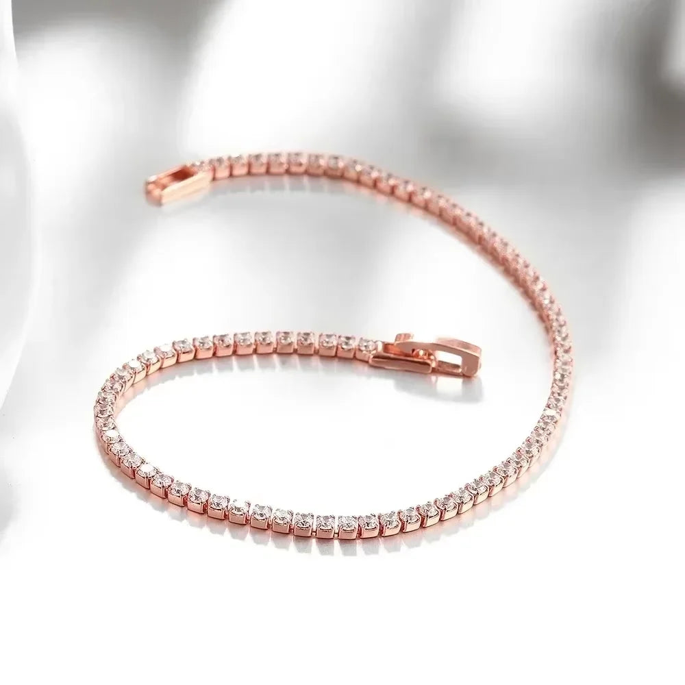 925 Sterling Silver Bracelet 16CM To 19CM Tennis Bracelet 2.5MM Zirconia Anniversary Gift