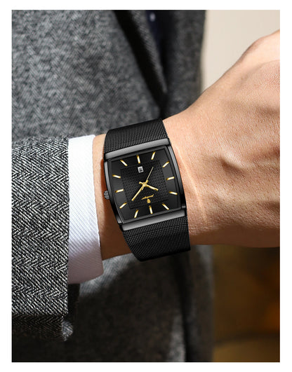 POEDAGAR Top Luxury Men Wristwatch Waterproof Luminous Stainless Steel Mesh Date Man Watch Fashion Business Quartz Men's Watches