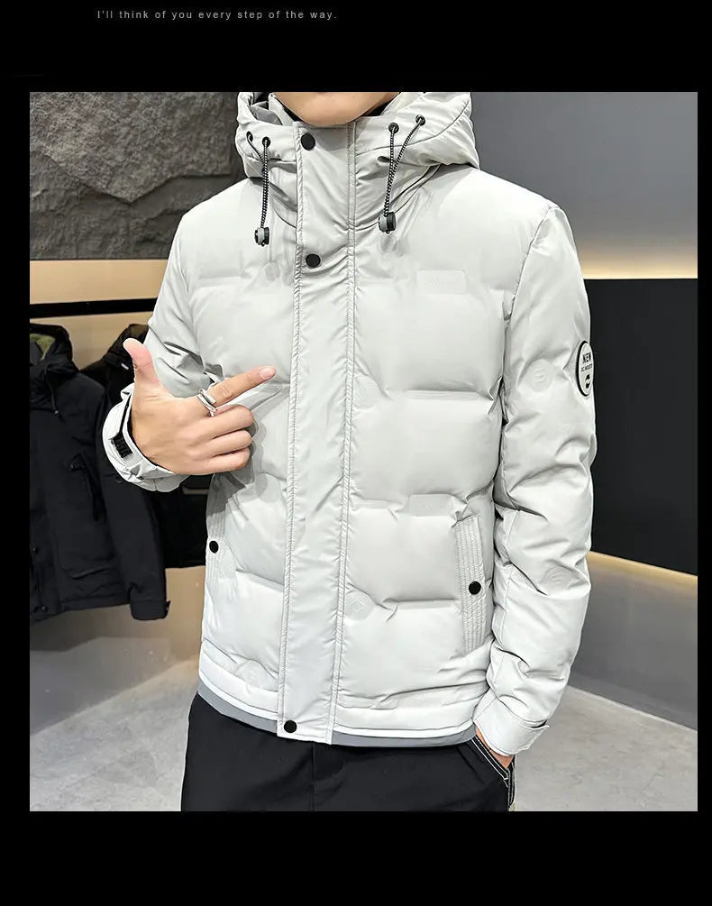 Hip Hop Men's Lightweight Hooded Down Jackets Winter Fashion Windbreaker Thick Warm Coats Outdoor Sport White Duck Down Jacket