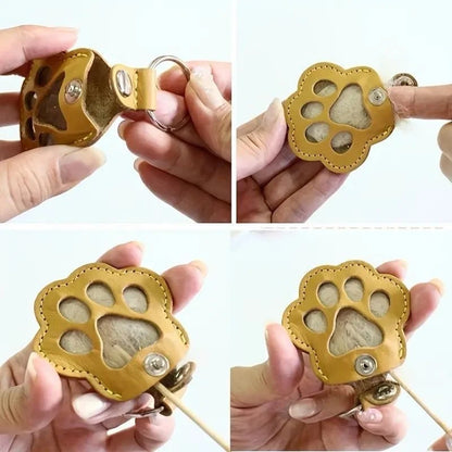 Pet Hair Commemorative Keychain Pu Leather Cat And Dog Fur Souvenir Keychain Dog Paw Pendant Pet Hair Storage Pendant Decoration