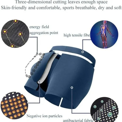 Men’s Boxer Shorts Non-Marking Mid Waist Anion Technology Comfort Underwear Breathable Massage Design Black Men’s Underpants