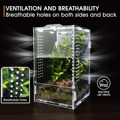 Acrylic Jumping Spider Enclosure Buckle Lock Escape Proof Spider House Ventilated Transparent Reptile Habitat Small Pet Supplies