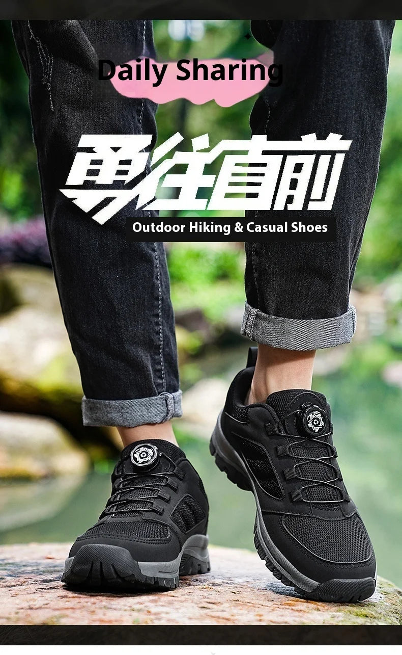 Men'S Spring And Autumn Outdoor Sports Shoes With Rotating Buckle Convenient Comfortable Anti Slip Hiking Shoes Large Size 39-48