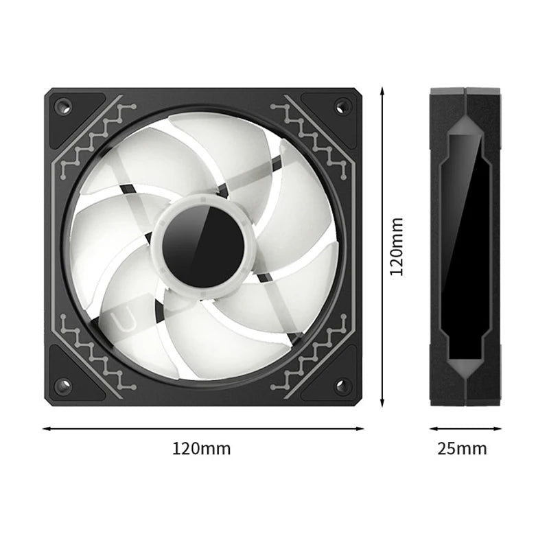 TEUCER Prism12025 PC Case Fan 120mm 5V 3Pin ARGB Cyclic Mirror Light Effect PWM 800 to 2000RPM Cooling Fan 3 Piece Set