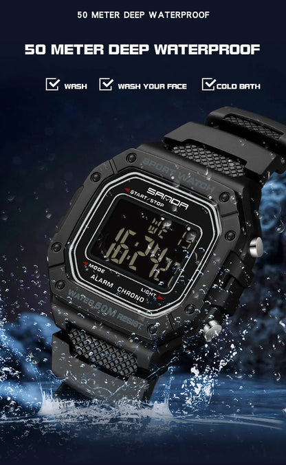 SANDA 2156 Fashion Men's Watches Waterproof Sports Watch For Man Military S-style Shock Stopwatch Shockproof Digital Wristwatch