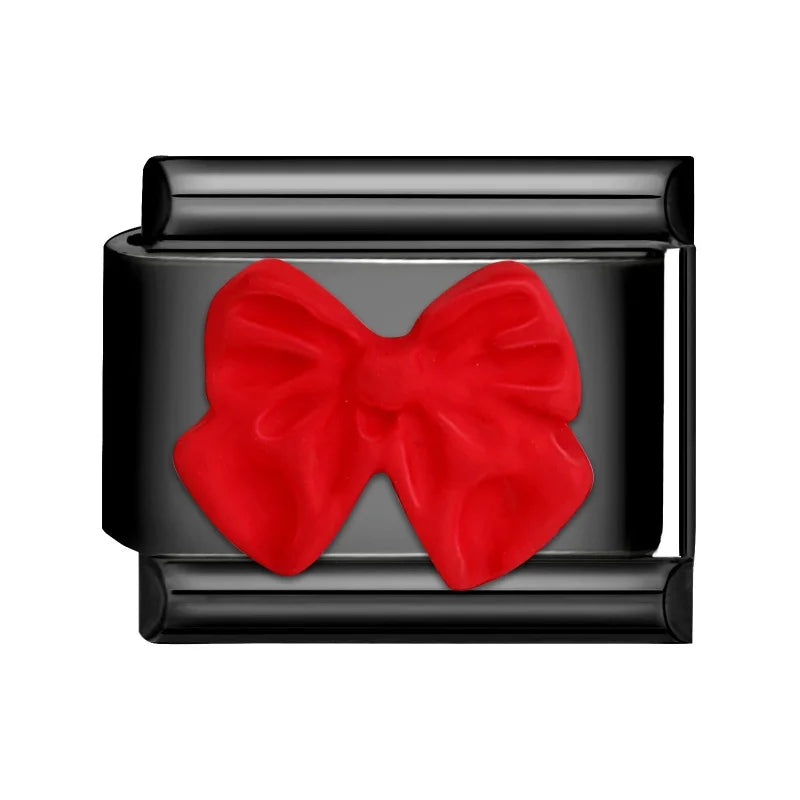 2025 New Original Black Red Stars Love Heart Bows Flower Italian Charm Link Fit 9mm Stainless Steel Jewelry DIY Making Bracelets