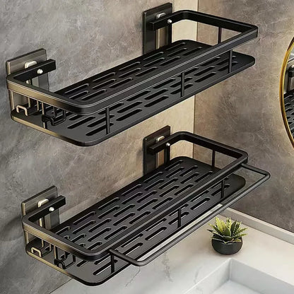 Wall Mounted Shower Rack Large Capacity No Drilling for Bathroom Kitchen Space Saving Easy Install Store Toiletries Cosmetics