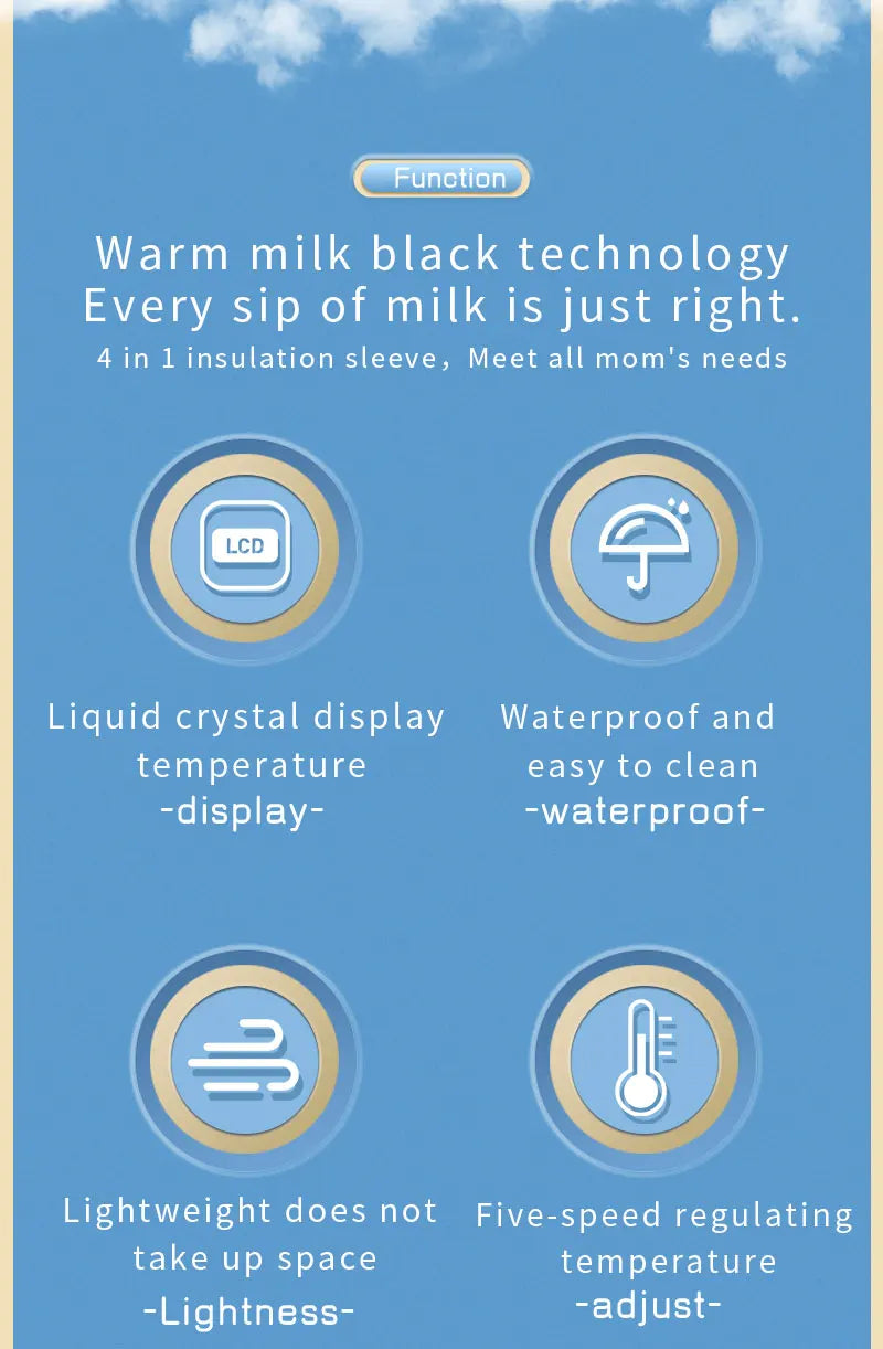 Portable Baby Bottle Insulation Sleeve, Baby Milk Insulation Device with LCD Screen, USB Insulation Bottle for Car Travel, Porta