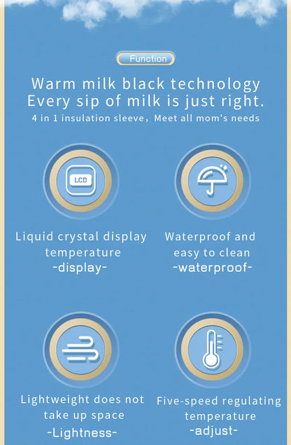 Portable Baby Bottle Insulation Sleeve, Baby Milk Insulation Device with LCD Screen, USB Insulation Bottle for Car Travel, Porta