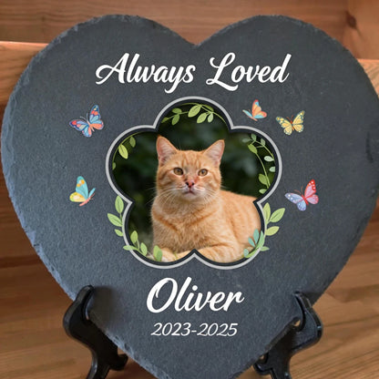 Personalized Pet Memorial Slate Heart Stone Custom Photo Name Dog Cat Grave Marker Garden Headstone Plaque Keepsake PetLoss Gift
