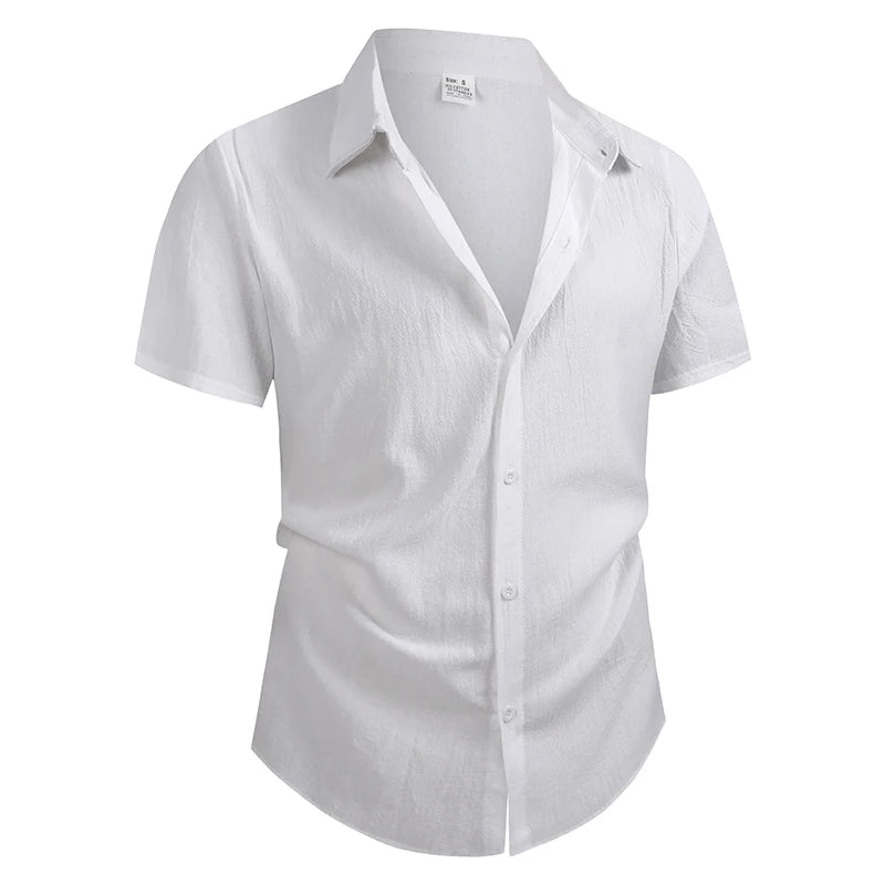 Men's Cotton Linen Shirt Summer Short Sleeve Male Tops 2026 Brand Clothing High Quality Shirts Casual Fashion Shirt For Men