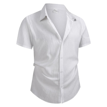 Men's Cotton Linen Shirt Summer Short Sleeve Male Tops 2026 Brand Clothing High Quality Shirts Casual Fashion Shirt For Men