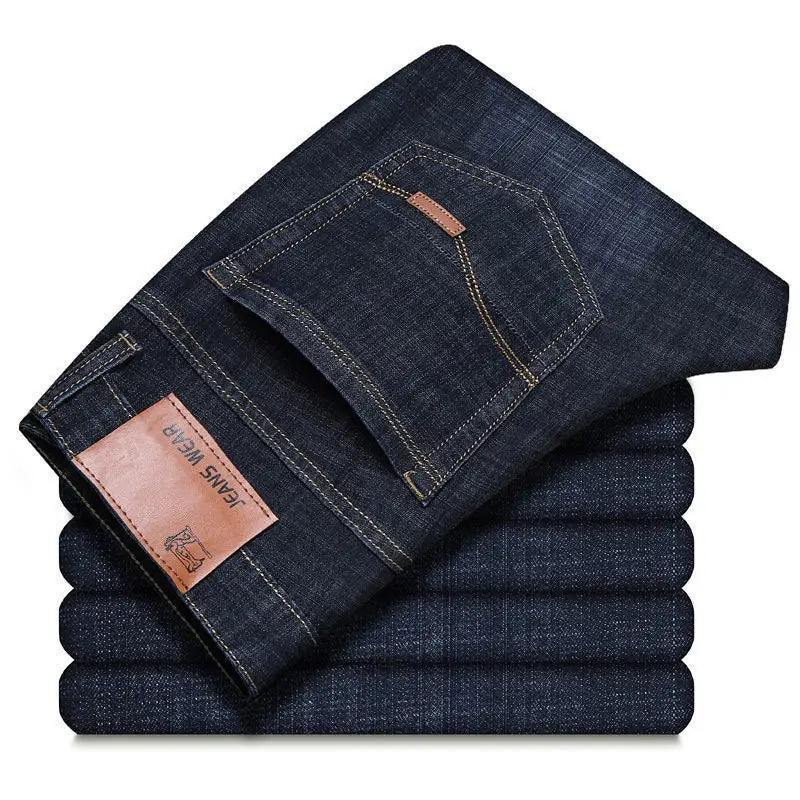 2025 New Business Men's Jeans Casual Comfortable Straight Stretch Fashion male Classic Premium Blue Black Denim trousers