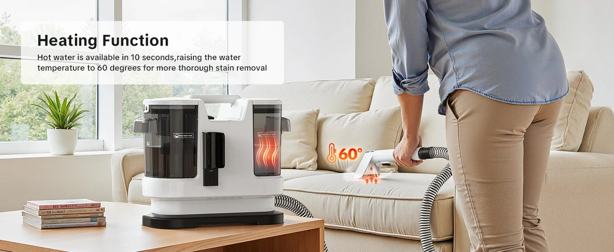 Lubluelu V8 800W Hot Water Carpet Cleaner  60°C Deep Clean Pet Stains 15kPa Strong Suction 5M Long Power Cord 1.75L Tank