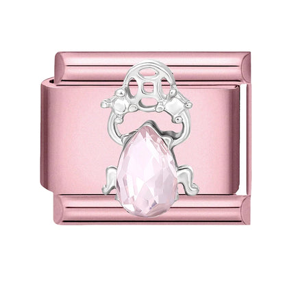 2025 New Women Romantic Pink Cherry Heart Shiny CZ Italian Charm Links Fit 9mm Bracelet Stainless Steel DIY Making Jewelry Gifts