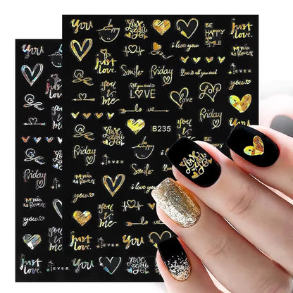 2Sheets French Gradient Line Nail Art Stickers 3D Self-Adhesive White+Black Slider Design Stencil Manicure Guides DIY Nail Decor