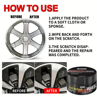 Universal Wheel Hub Repair Kit - Alloy Wheel Scratch Repairer, Car Scratch Repair Wax, Scratch Remover and Oxidation Cleaning Repair Paste