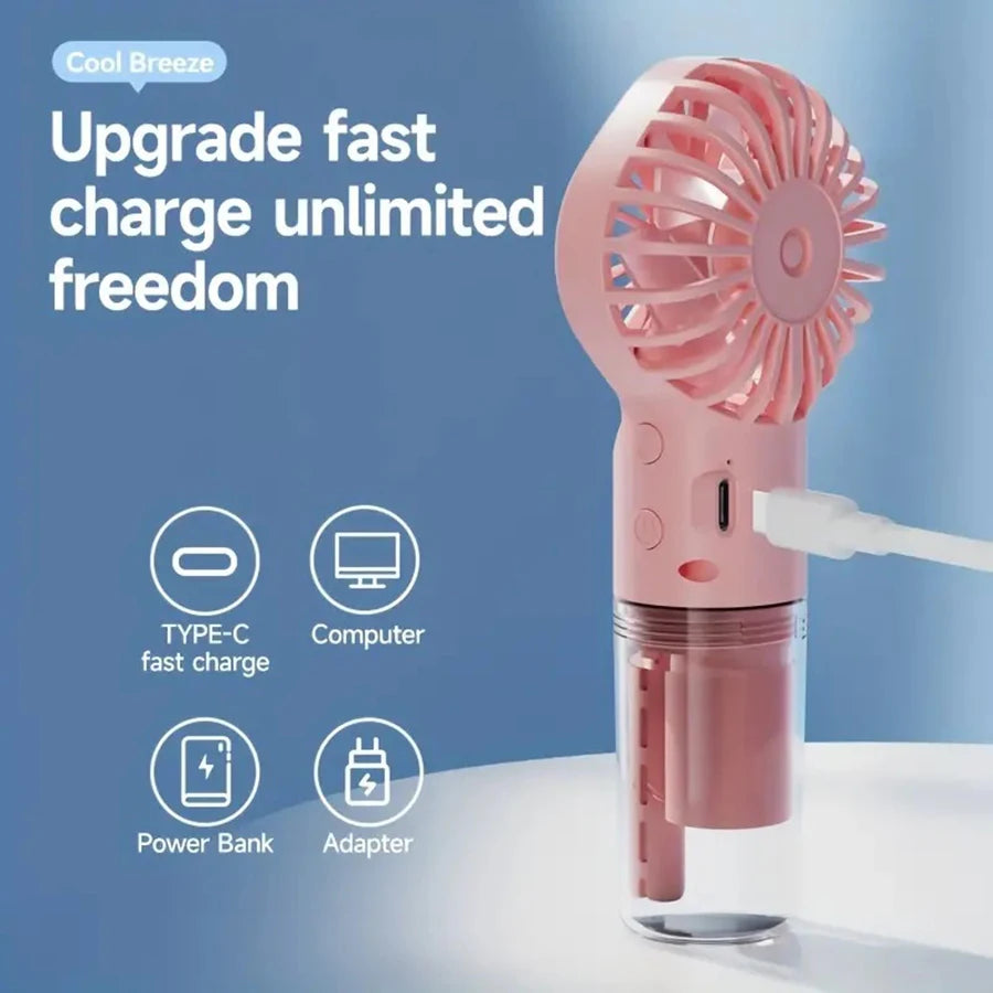 Portable Handheld Spray Fan - USB Charging Mini Humidifier Fan, Suitable for Travel and Outdoor Use as a Handheld Fan