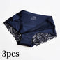 3pcs Lace Women's Panties French Seamless Underwear Female Ice Silk Briefs Solid Color Breathable Underpants Lingerie
