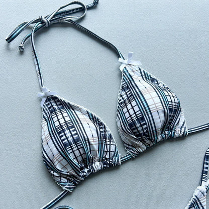 Plaid Print Bikinis Sexy Women Swimsuits Female Swimwear 2026 Micro Bikini Set Bathing Suit Swimming Suits Beachwear Biquini