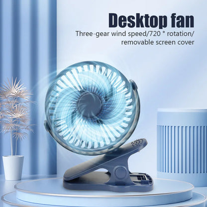 Clip Fan 3 Speed Electric fan USB Quiet Mini Home Office Desk Fans Air Cooler Outdoor Portable Cooling Clip on Fan for Strollers
