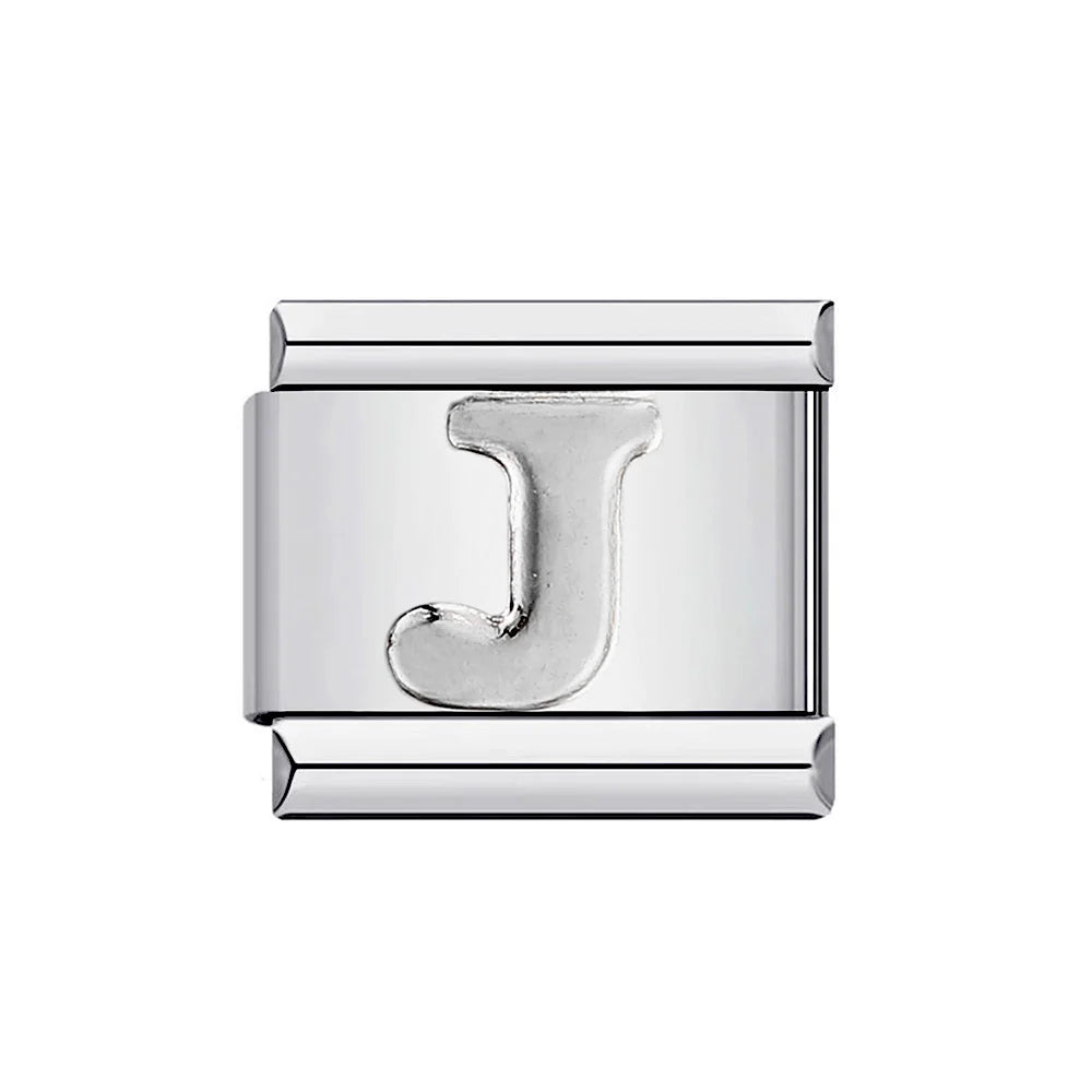 26 English A-Z Letter Name Custom 9mm Link Charms Silver Color Italian Stainless Steel Bracelet DIY Jewelry Making Hand Chain