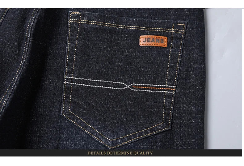 Men Fashion Straight Jeans Mens 2025 New Stretch Slim Fit Pants Comfortable Soft Business Denim Trousers Male Brand Clothing