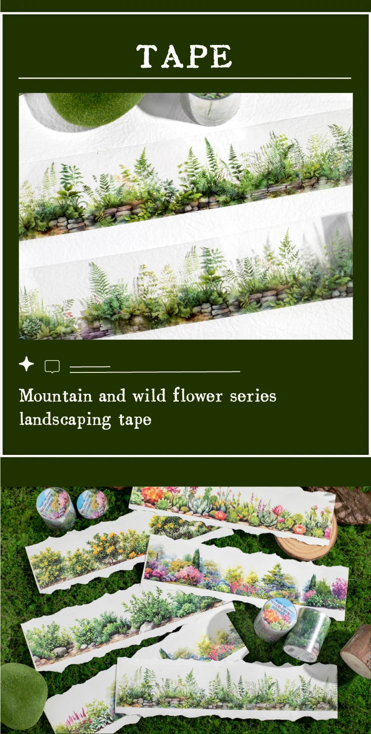 50mm*2m Plant flower landscape PET Tapes Creativity Scrapbooking Hand Account Adhesive hand made Diy Junk Journal Craft Supplies
